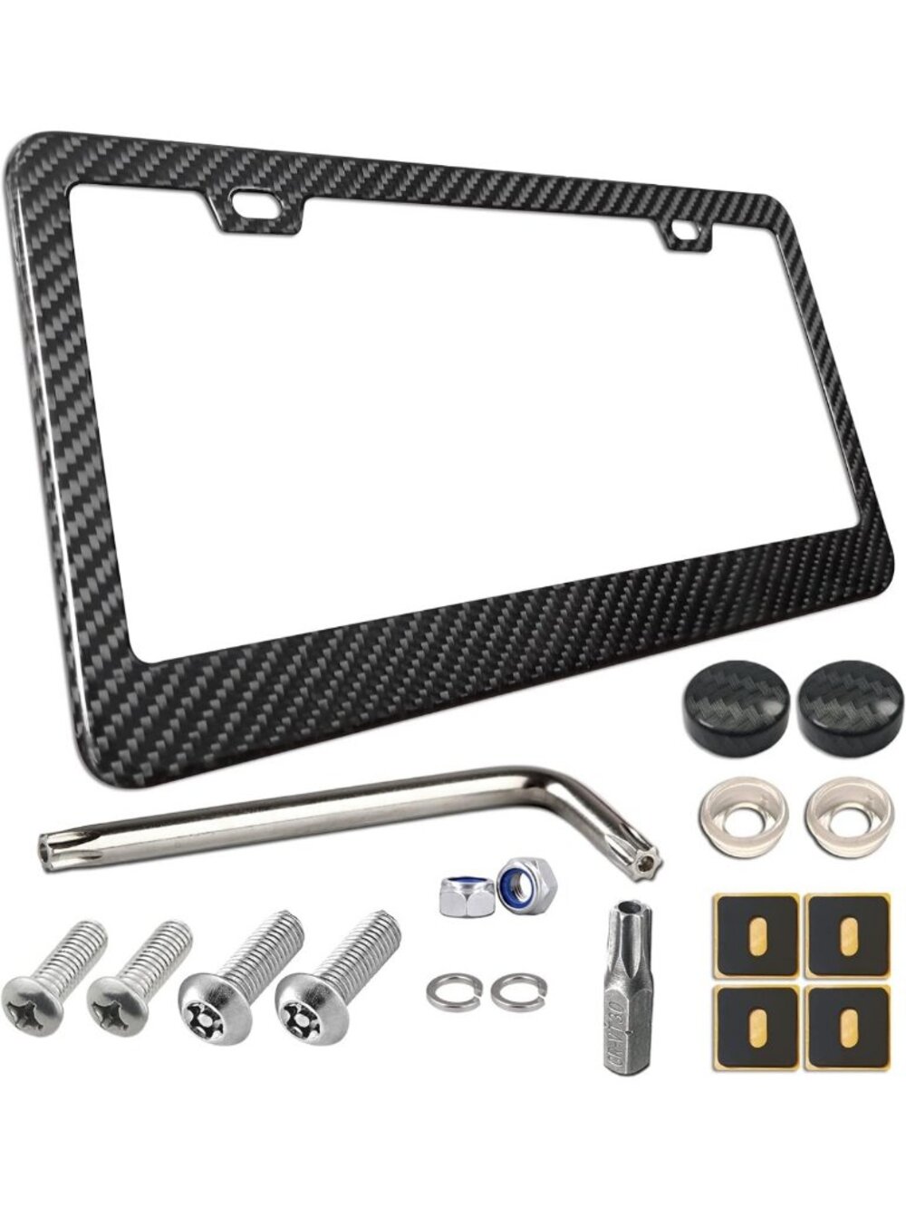Sleek Carbon Fiber License Plate Frame | Stainless Steel Anti-Theft Screws | 1PC